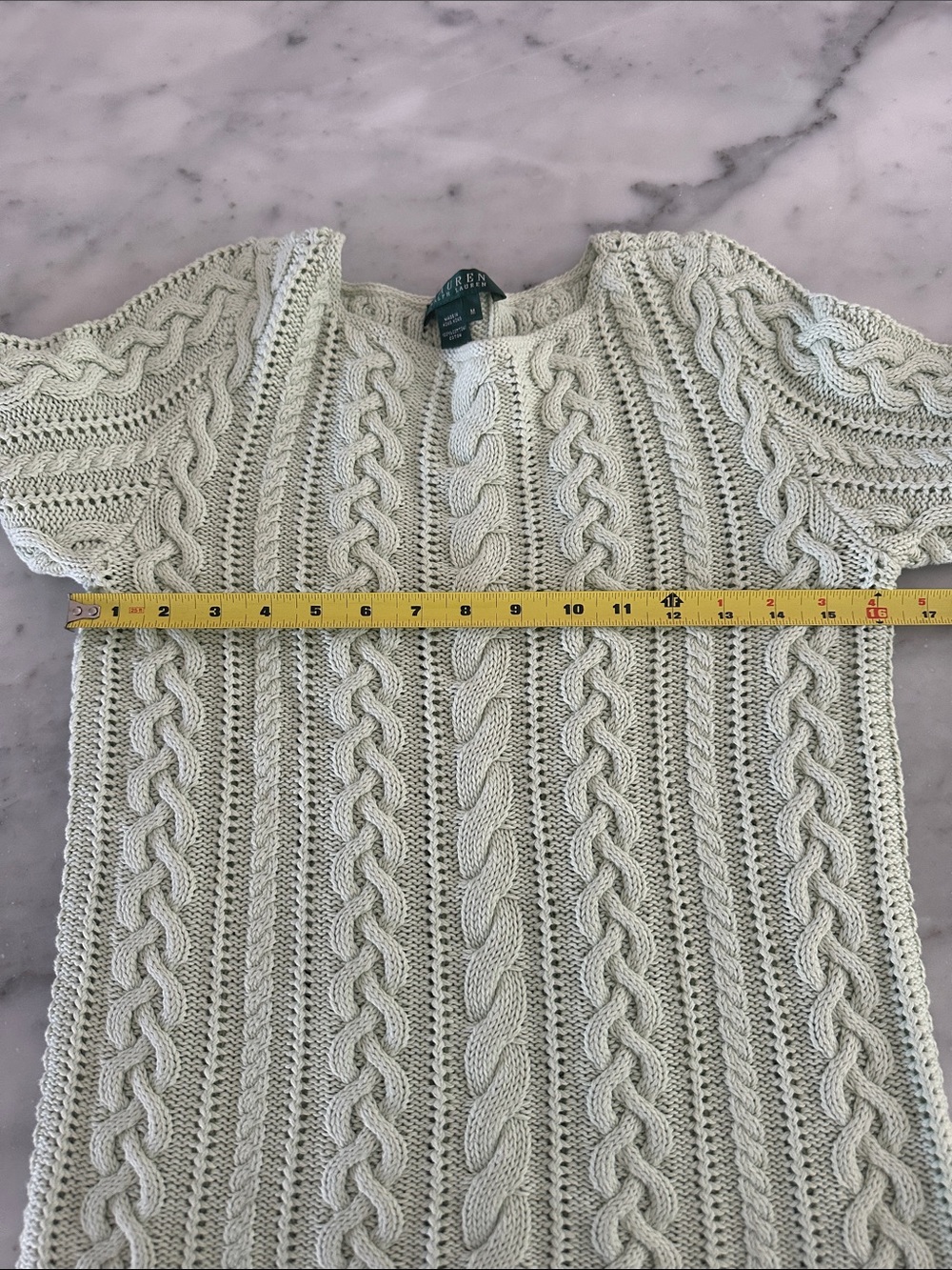 Ralph Lauren mint cotton Cable-Knit Crewneck tunic Sweater - Picture 6 of 7